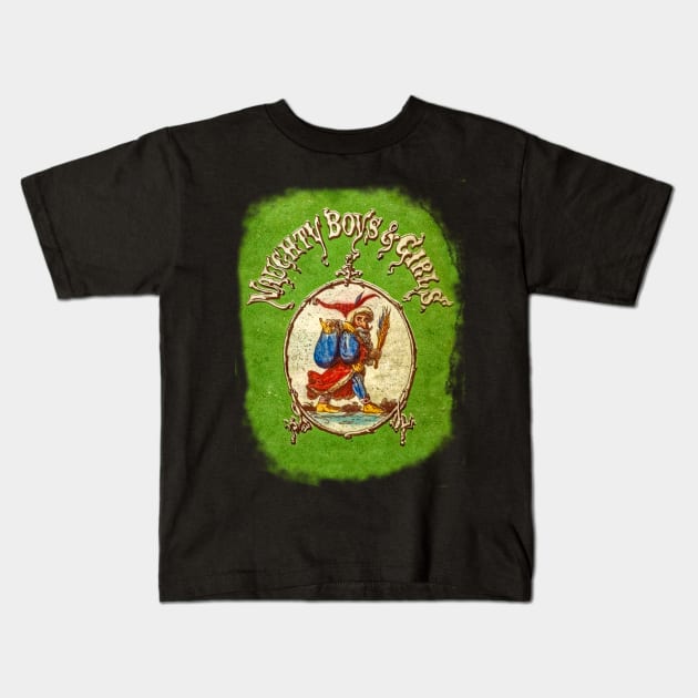 naughty boys and girls - vintage art Kids T-Shirt by stevepaint